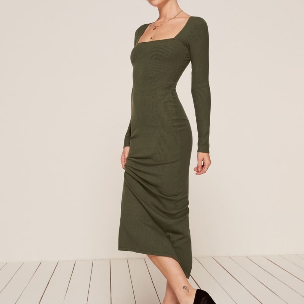 Army green stretchy dress